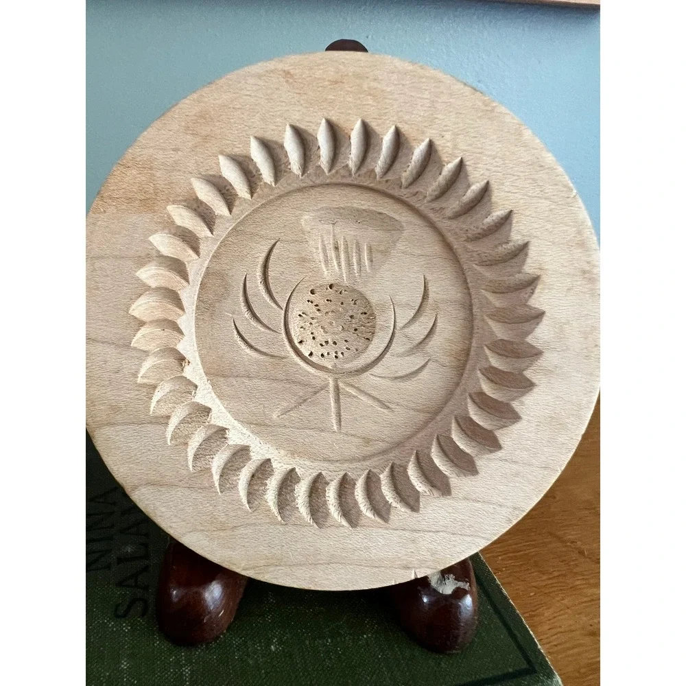 Vintage Wooden Butter Shortbread Molds Set of 2 Scottish Thistle Design